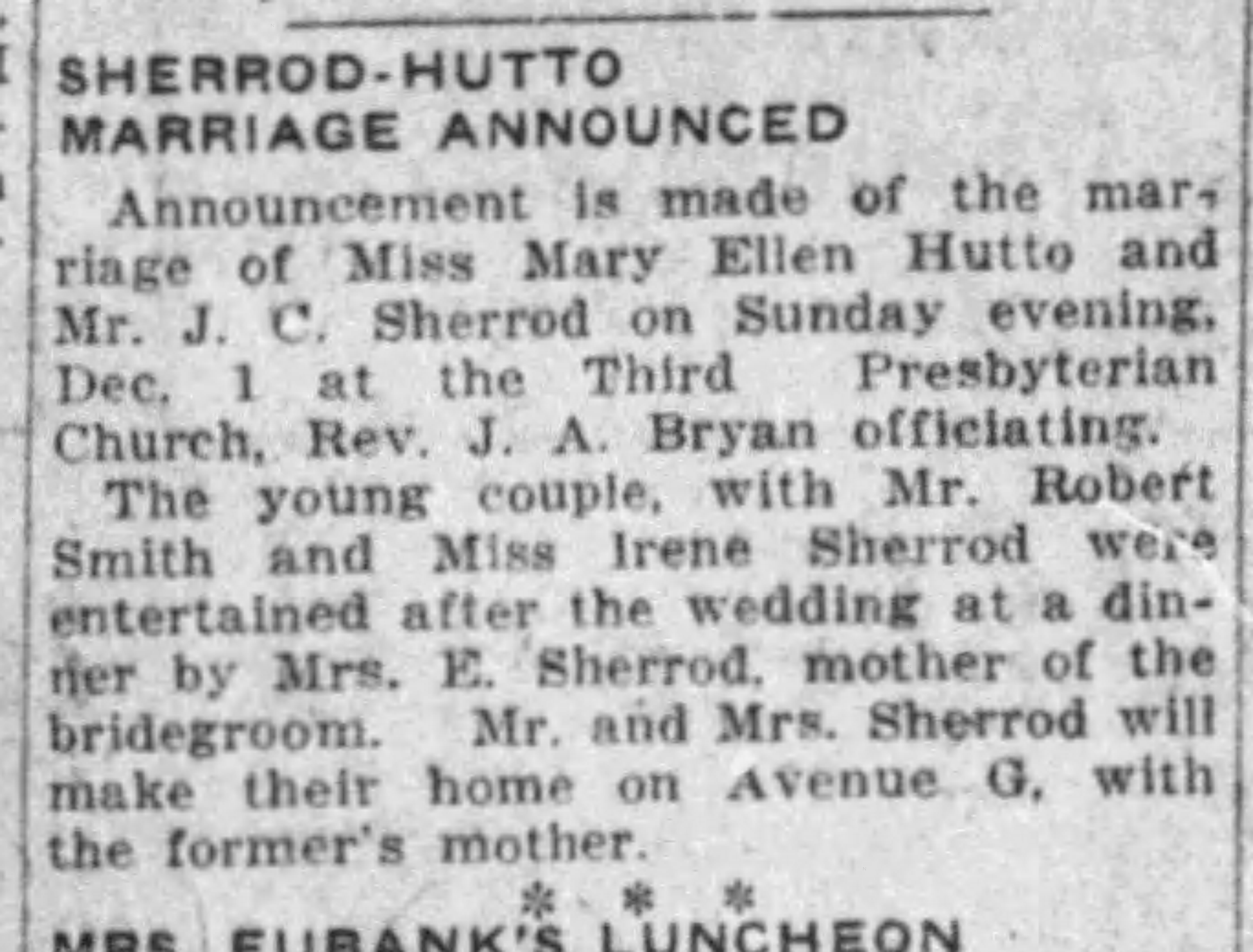 Sherrod-Hutto Marriage Announced